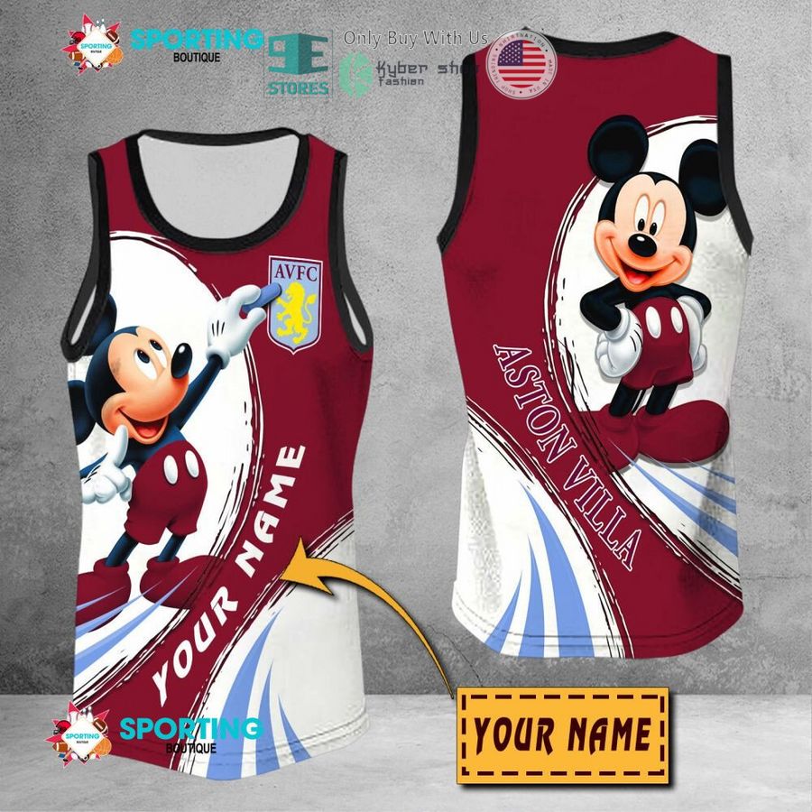 NEW Mickey mouse Aston Villa F.C Custom Name Polo Shirt 9 personalized mickey mouse aston villa f c 3d shirt hoodie 9 56743