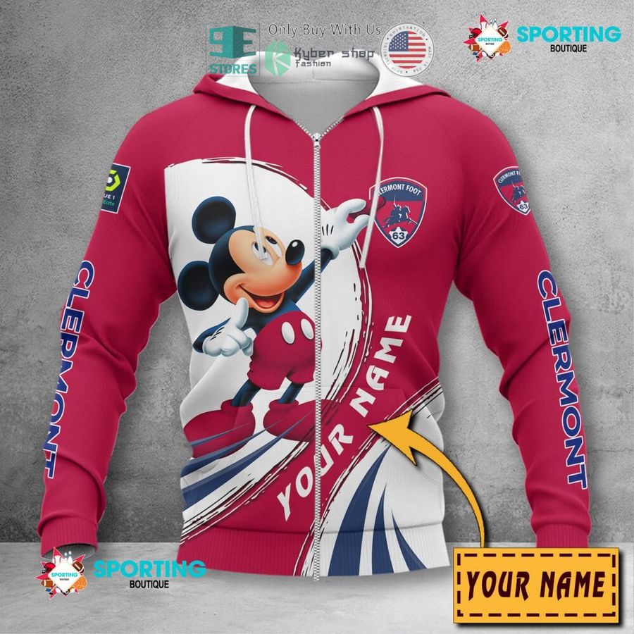 NEW Mickey mouse Clermont Foot Auvergne 63 Custom Name Polo Shirt 4 personalized mickey mouse clermont foot auvergne 63 3d shirt hoodie 4 20287