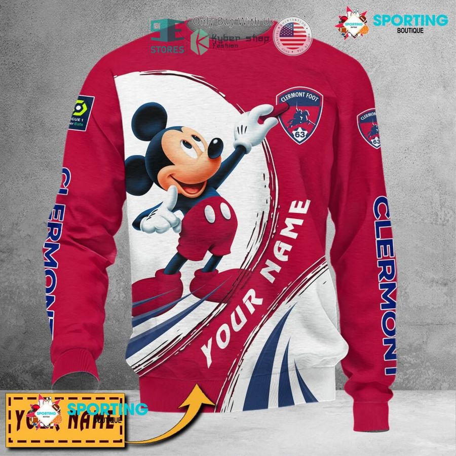 NEW Mickey mouse Clermont Foot Auvergne 63 Custom Name Polo Shirt 5 personalized mickey mouse clermont foot auvergne 63 3d shirt hoodie 5 82046