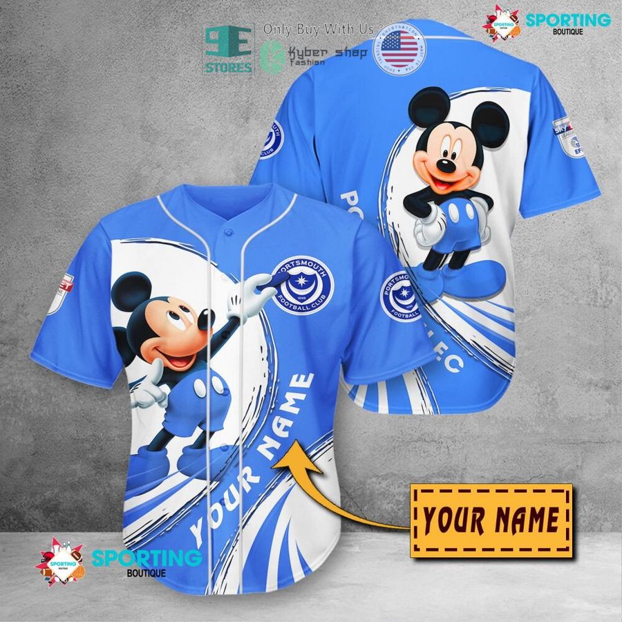 NEW Mickey mouse Portsmouth F.C Custom Name Polo Shirt 11 personalized mickey mouse portsmouth f c 3d shirt hoodie 11 77388