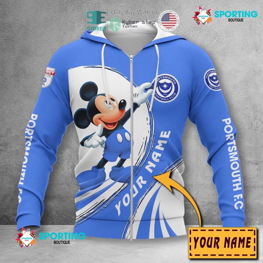 NEW Mickey mouse Portsmouth F.C Custom Name Polo Shirt 4 personalized mickey mouse portsmouth f c 3d shirt hoodie 4 71046