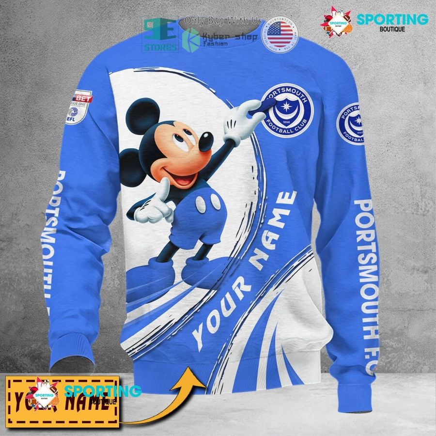 NEW Mickey mouse Portsmouth F.C Custom Name Polo Shirt 5 personalized mickey mouse portsmouth f c 3d shirt hoodie 5 16417