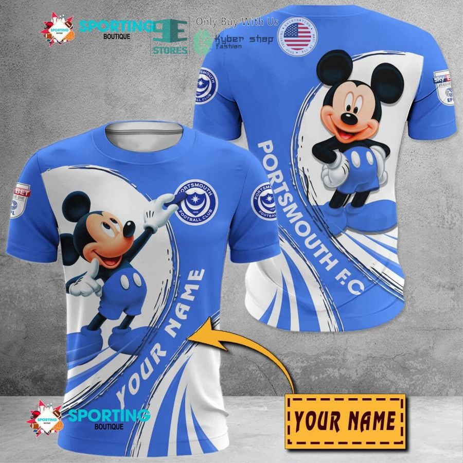 NEW Mickey mouse Portsmouth F.C Custom Name Polo Shirt 8 personalized mickey mouse portsmouth f c 3d shirt hoodie 8 87032