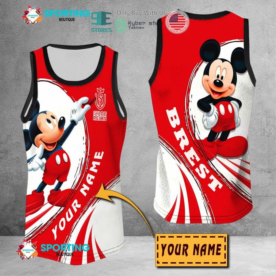 NEW Mickey mouse Stade de Reims Custom Name Polo Shirt 9 personalized mickey mouse stade de reims 3d shirt hoodie 9 54690