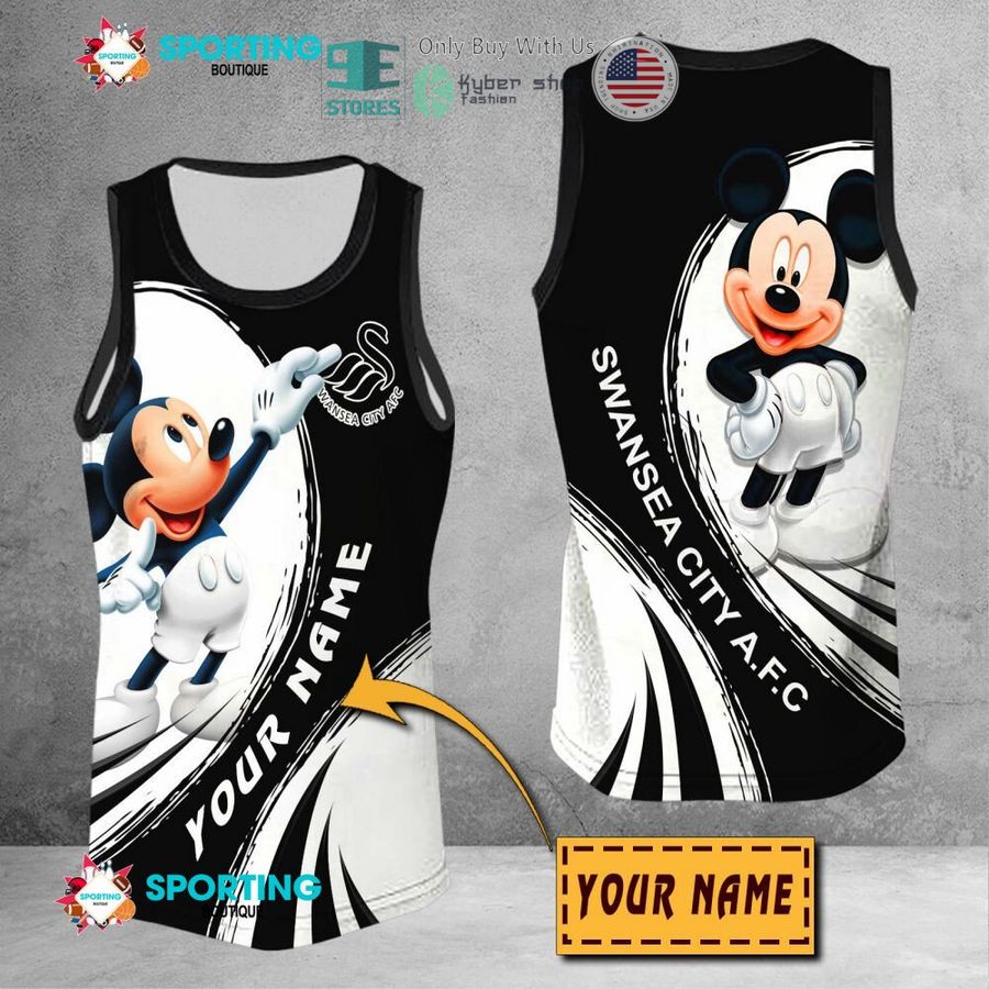 NEW Mickey mouse Swansea City A.F.C Custom Name Polo Shirt 9 personalized mickey mouse swansea city a f c 3d shirt hoodie 9 33602