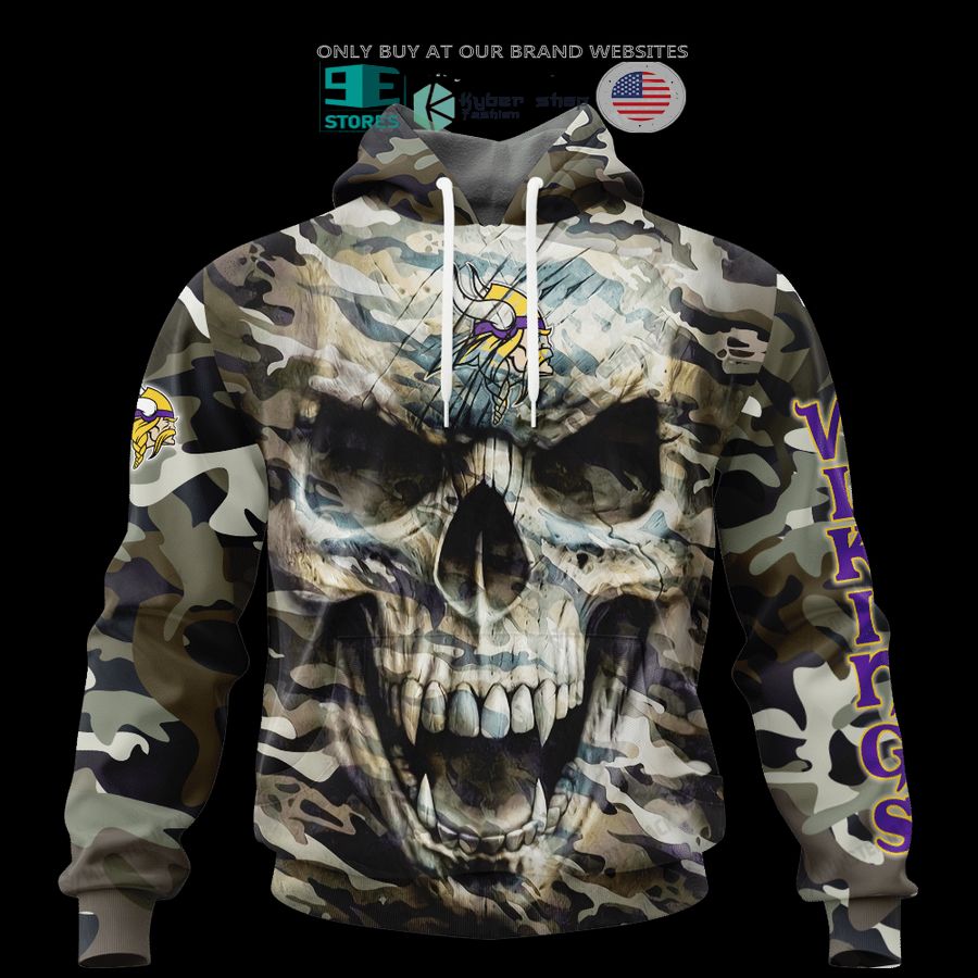 NEW Minnesota Vikings Skull Camo Custom Name Hoodie, Shirt 3 personalized minnesota vikings skull camo 3d shirt hoodie 3 24245