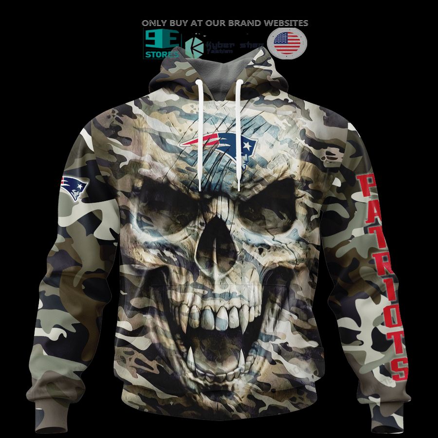 NEW New England Patriots Skull Camo Custom Name Hoodie, Shirt 3 personalized new england patriots skull camo 3d shirt hoodie 3 72764