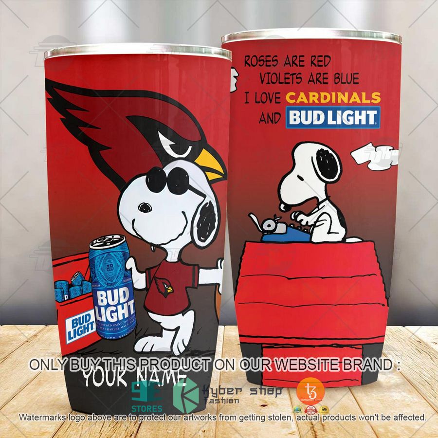 NEW Arizona Cardinals Snoopy Bud Light Beer Custom Name Tumbler 3 personalized nfl arizona cardinals snoopy bud light beer tumbler 3 24073