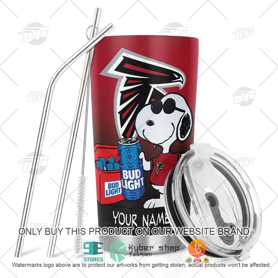 NEW Atlanta Falcons Snoopy Bud Light Beer Custom Name Tumbler 5 personalized nfl atlanta falcons snoopy bud light beer tumbler 5 58784