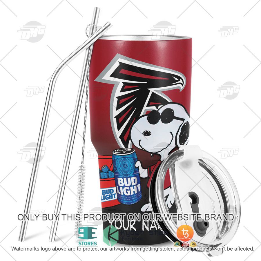 NEW Atlanta Falcons Snoopy Bud Light Beer Custom Name Tumbler 6 personalized nfl atlanta falcons snoopy bud light beer tumbler 6 80349