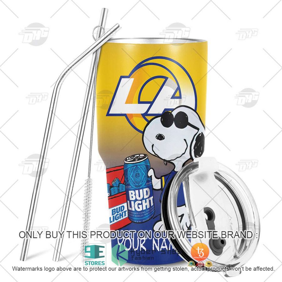 NEW Los Angeles Rams Snoopy Bud Light Beer Custom Name Tumbler 6 personalized nfl los angeles rams snoopy bud light beer tumbler 6 37189