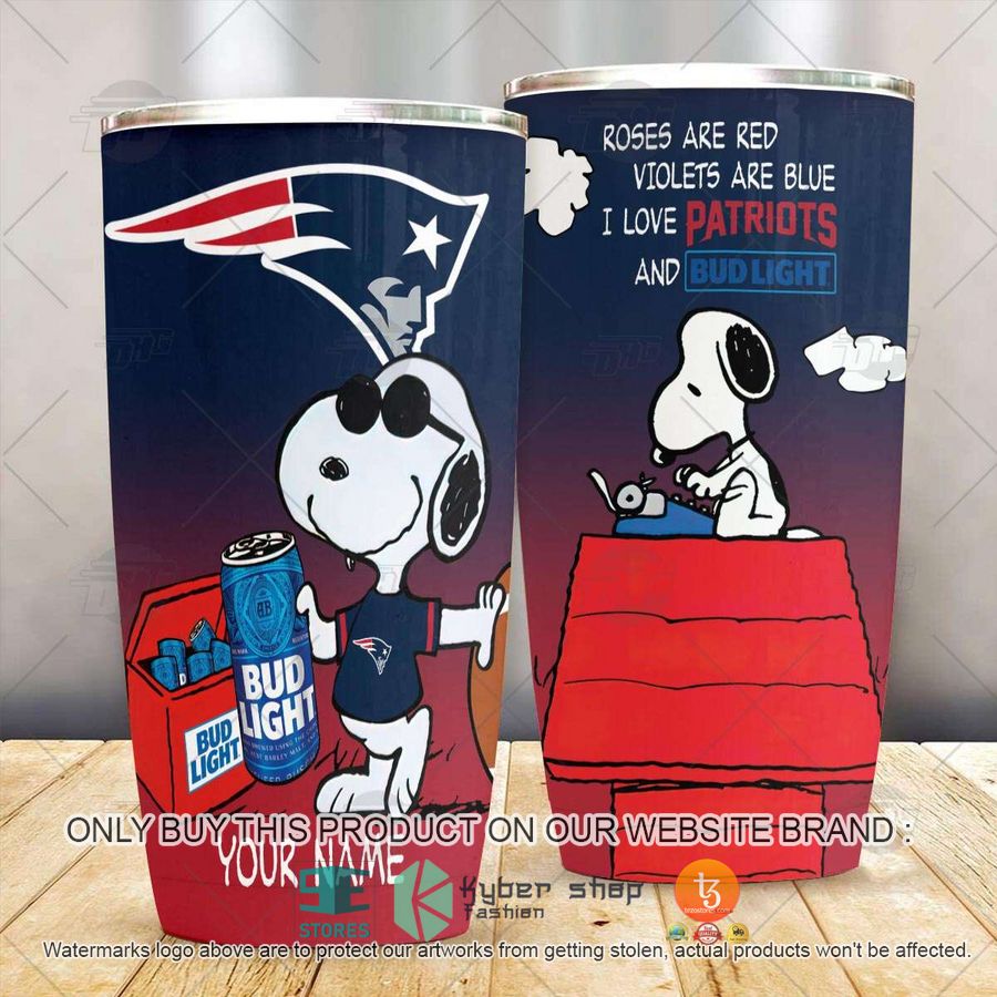 NEW New England Patriots Snoopy Bud Light Beer Custom Name Tumbler 3 personalized nfl new england patriots snoopy bud light beer tumbler 3 68923