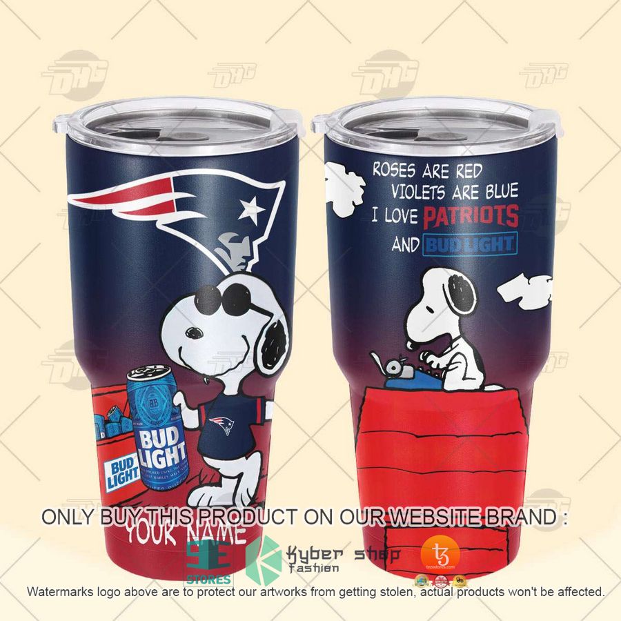 NEW New England Patriots Snoopy Bud Light Beer Custom Name Tumbler 4 personalized nfl new england patriots snoopy bud light beer tumbler 4 86796