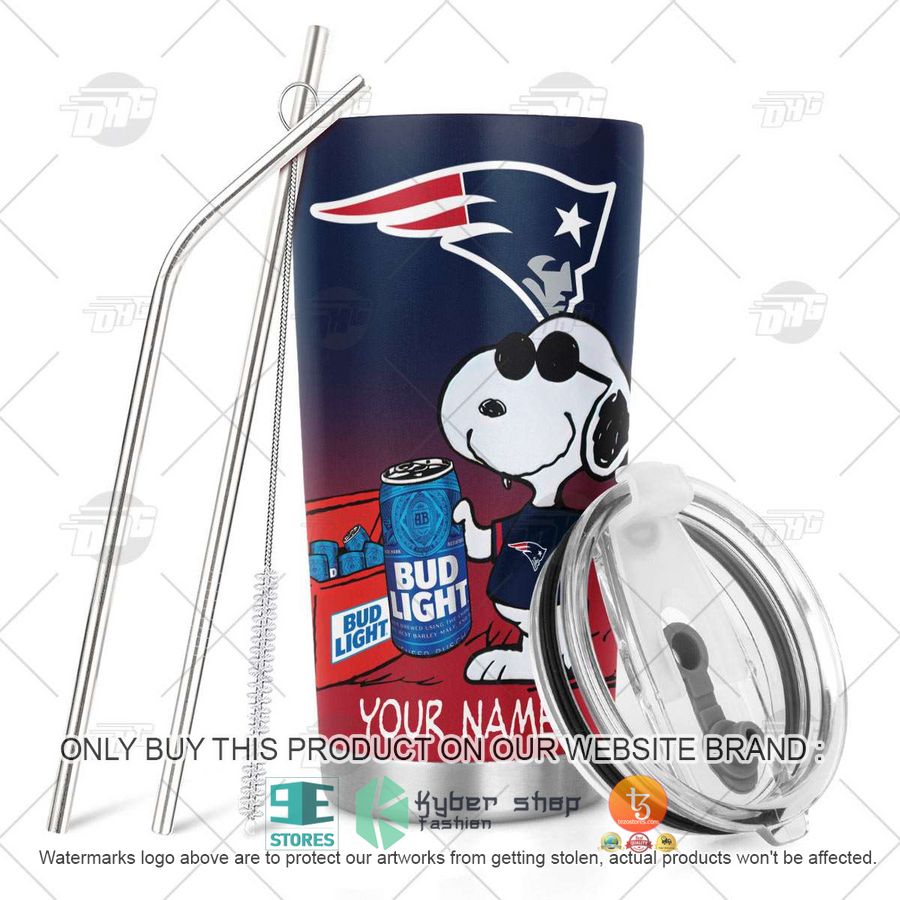 NEW New England Patriots Snoopy Bud Light Beer Custom Name Tumbler 5 personalized nfl new england patriots snoopy bud light beer tumbler 5 59861