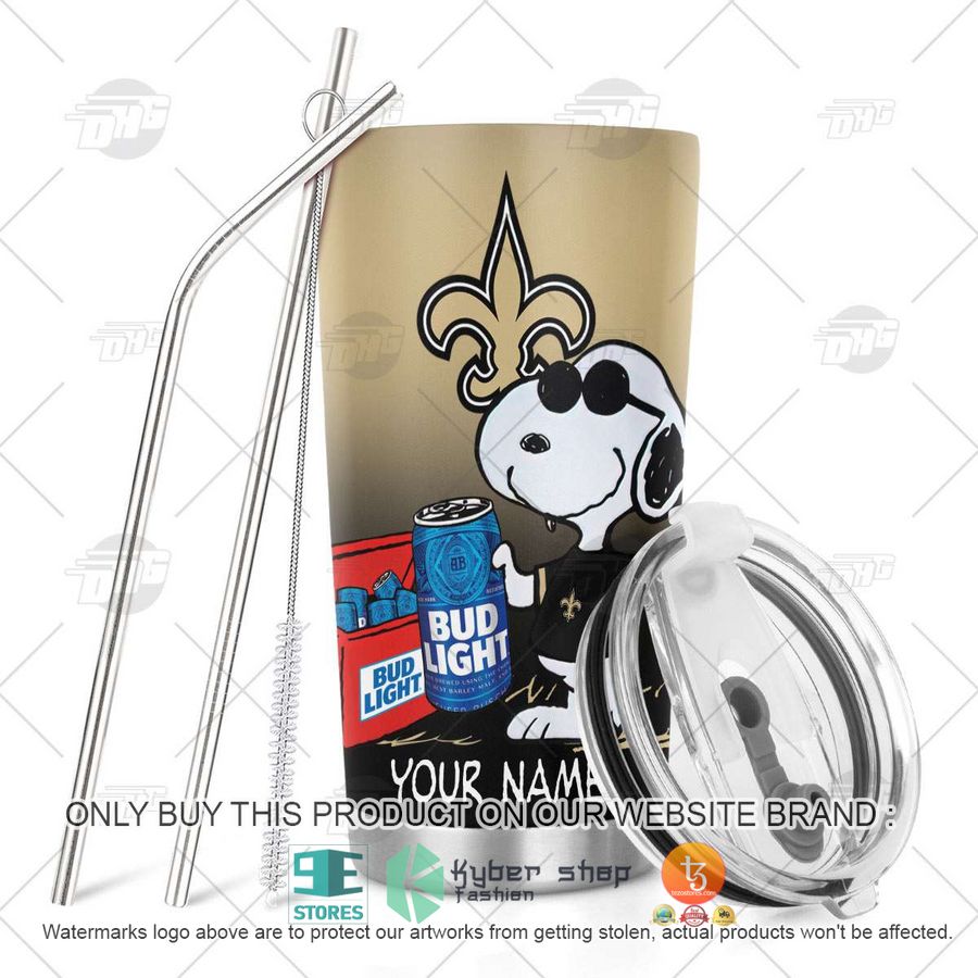 NEW New Orleans Saints Snoopy Bud Light Beer Custom Name Tumbler 5 personalized nfl new orleans saints snoopy bud light beer tumbler 5 52411