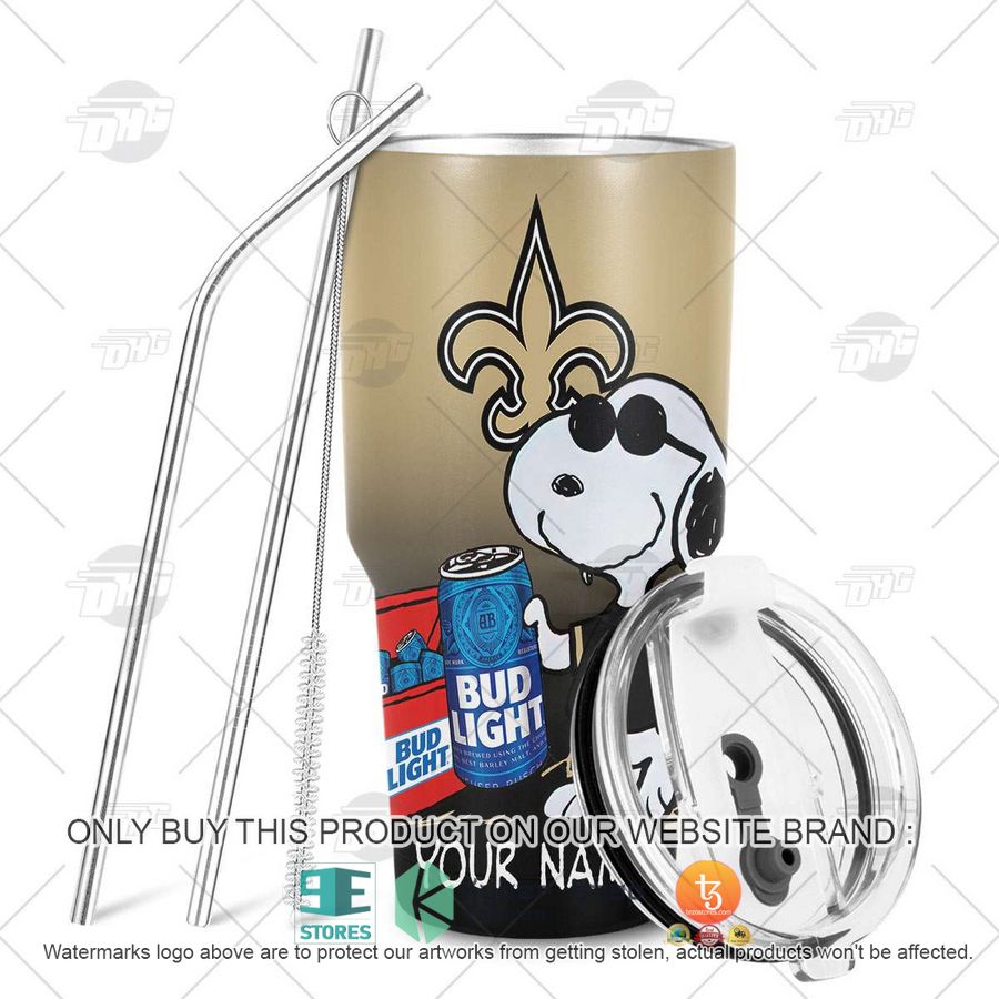 NEW New Orleans Saints Snoopy Bud Light Beer Custom Name Tumbler 6 personalized nfl new orleans saints snoopy bud light beer tumbler 6 37210