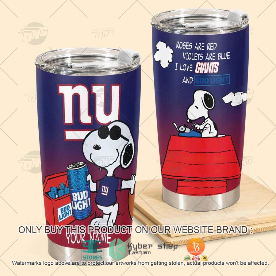 personalized nfl new york giants snoopy bud light beer tumbler 2 83900
