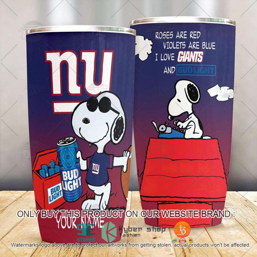 NEW New York Giants Snoopy Bud Light Beer Custom Name Tumbler 3 personalized nfl new york giants snoopy bud light beer tumbler 3 1551