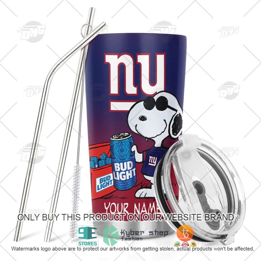 NEW New York Giants Snoopy Bud Light Beer Custom Name Tumbler 5 personalized nfl new york giants snoopy bud light beer tumbler 5 31384