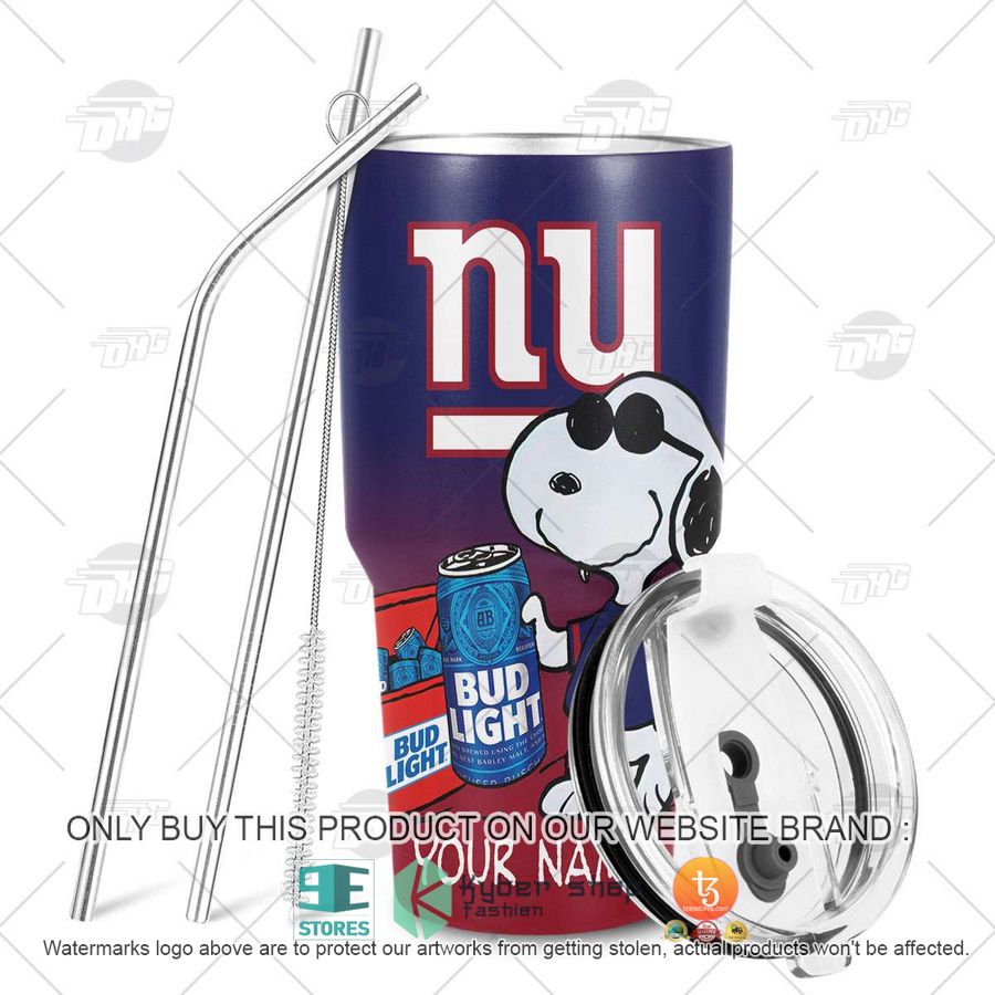 NEW New York Giants Snoopy Bud Light Beer Custom Name Tumbler 6 personalized nfl new york giants snoopy bud light beer tumbler 6 82439