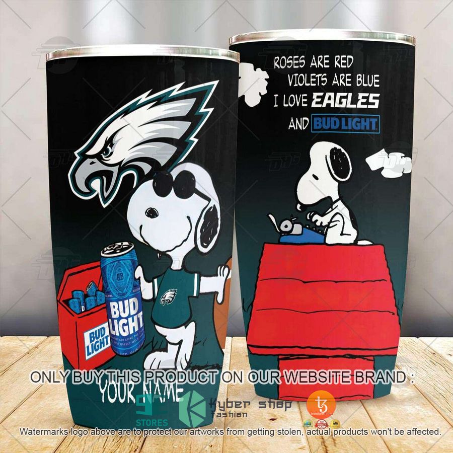 NEW Philadelphia Eagles Snoopy Bud Light Beer Custom Name Tumbler 3 personalized nfl philadelphia eagles snoopy bud light beer tumbler 3 62220