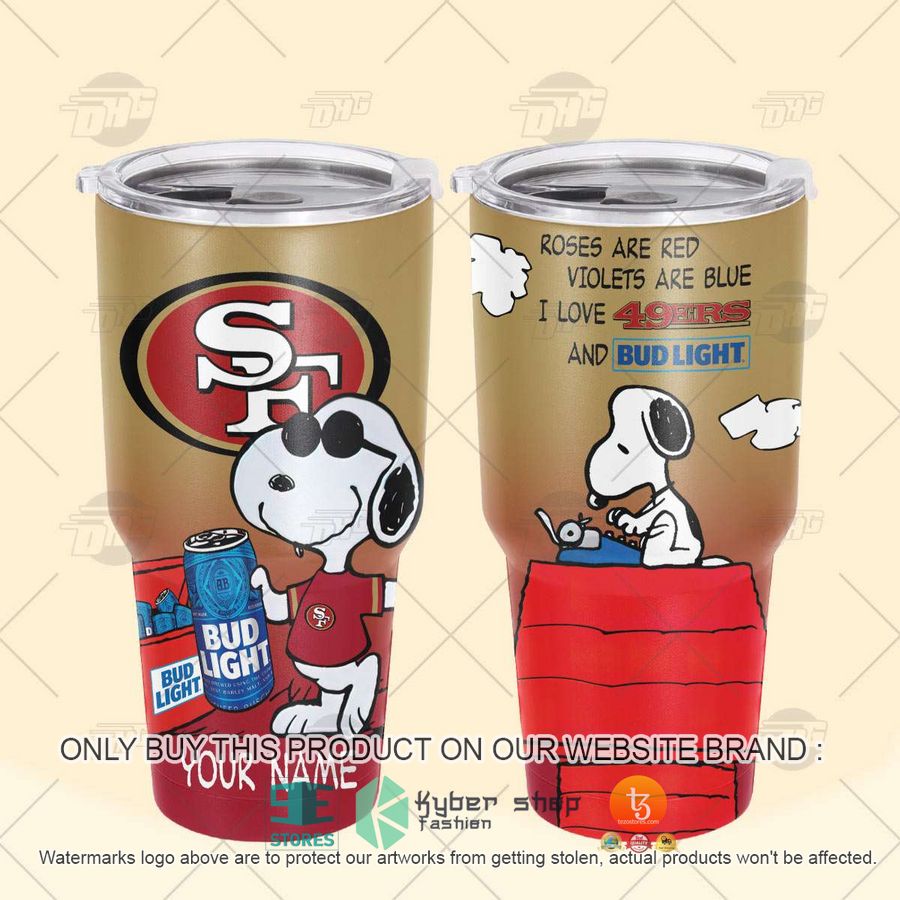 NEW San Francisco 49Ers Snoopy Bud Light Beer Custom Name Tumbler 4 personalized nfl san francisco 49ers snoopy bud light beer tumbler 4 58299