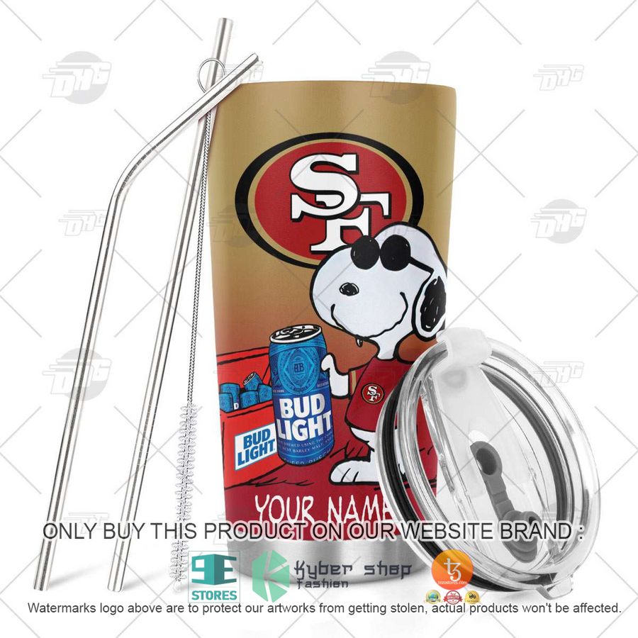 NEW San Francisco 49Ers Snoopy Bud Light Beer Custom Name Tumbler 5 personalized nfl san francisco 49ers snoopy bud light beer tumbler 5 10955