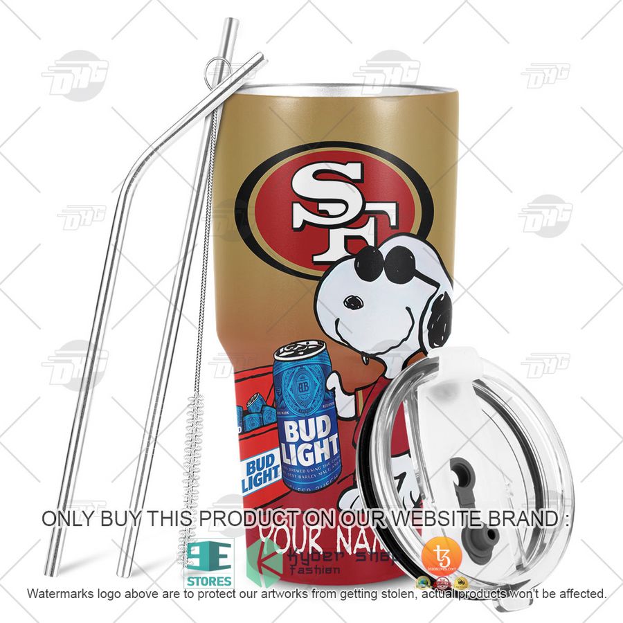 NEW San Francisco 49Ers Snoopy Bud Light Beer Custom Name Tumbler 6 personalized nfl san francisco 49ers snoopy bud light beer tumbler 6 52240