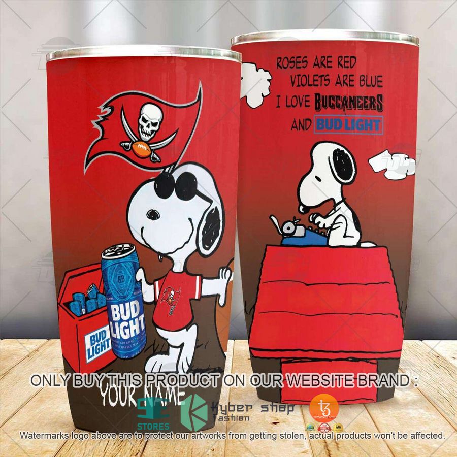 NEW Tampa Bay Buccaneers Snoopy Bud Light Beer Custom Name Tumbler 3 personalized nfl tampa bay buccaneers snoopy bud light beer tumbler 3 12863