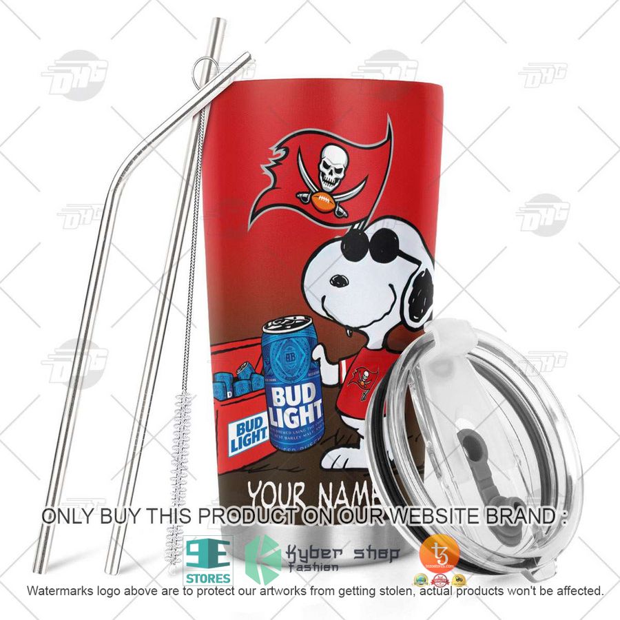 NEW Tampa Bay Buccaneers Snoopy Bud Light Beer Custom Name Tumbler 5 personalized nfl tampa bay buccaneers snoopy bud light beer tumbler 5 37142