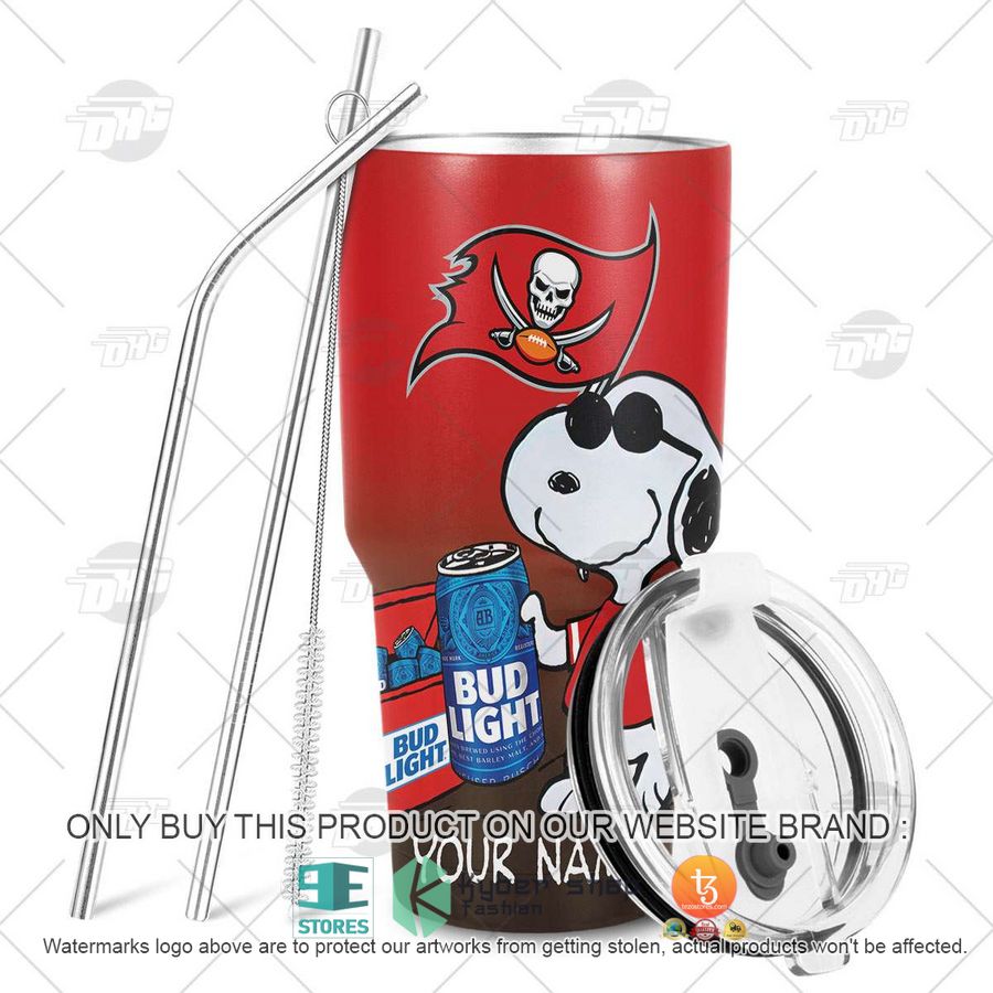 NEW Tampa Bay Buccaneers Snoopy Bud Light Beer Custom Name Tumbler 6 personalized nfl tampa bay buccaneers snoopy bud light beer tumbler 6 9456