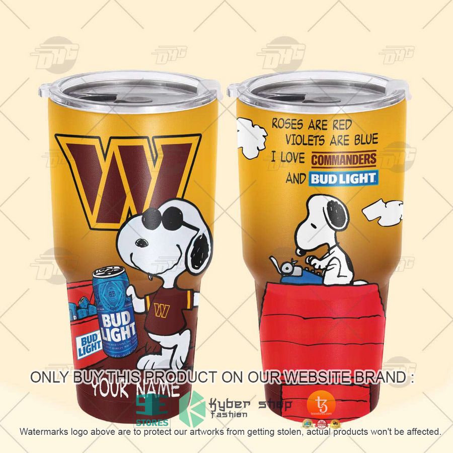 NEW Washington Commanders Snoopy Bud Light Beer Custom Name Tumbler 4 personalized nfl washington commanders snoopy bud light beer tumbler 4 51351