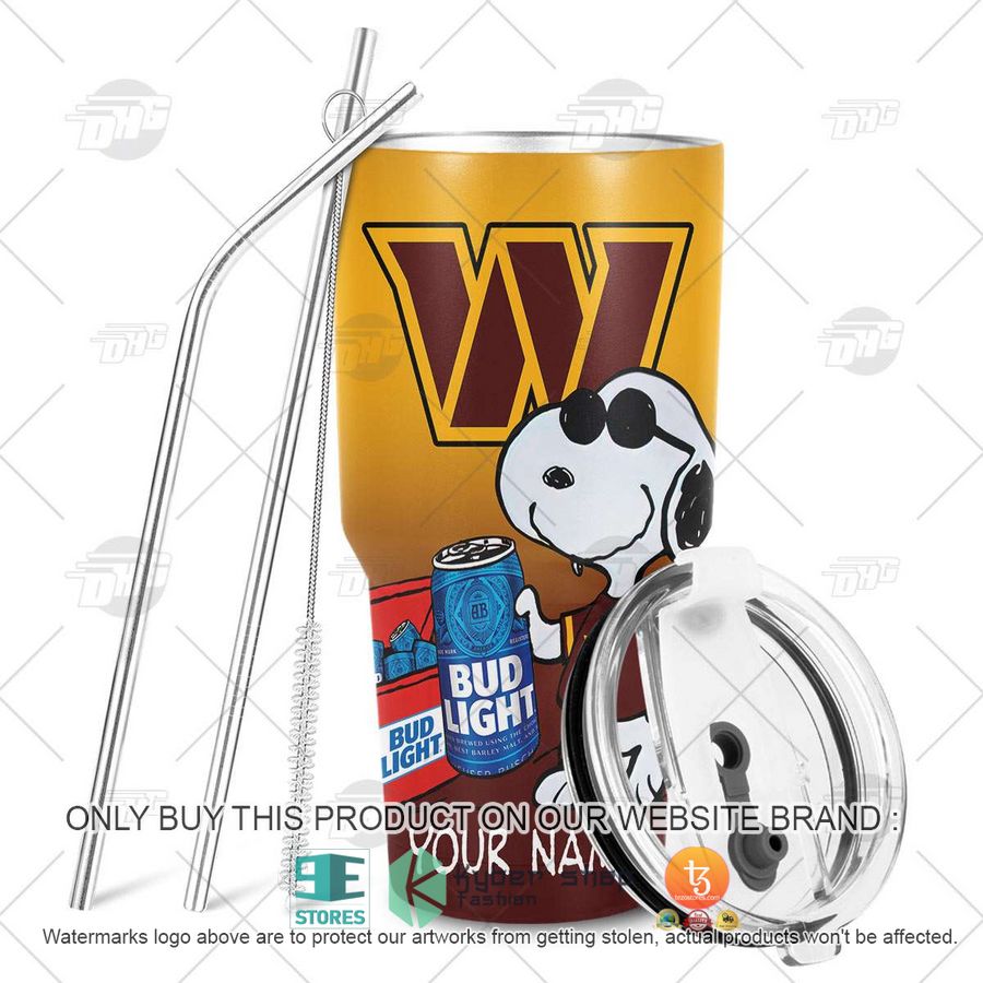 NEW Washington Commanders Snoopy Bud Light Beer Custom Name Tumbler 6 personalized nfl washington commanders snoopy bud light beer tumbler 6 28897