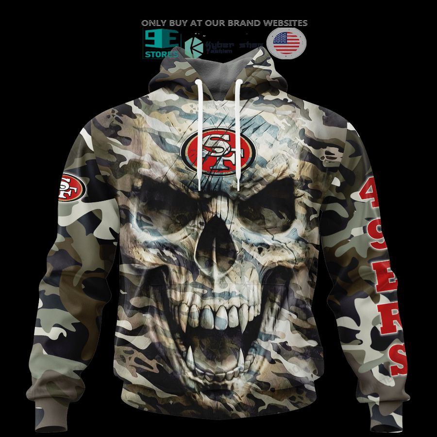 NEW San Francisco 49ers Skull Camo Custom Name Hoodie, Shirt 4 personalized san francisco 49ers skull camo 3d shirt hoodie 4 30600