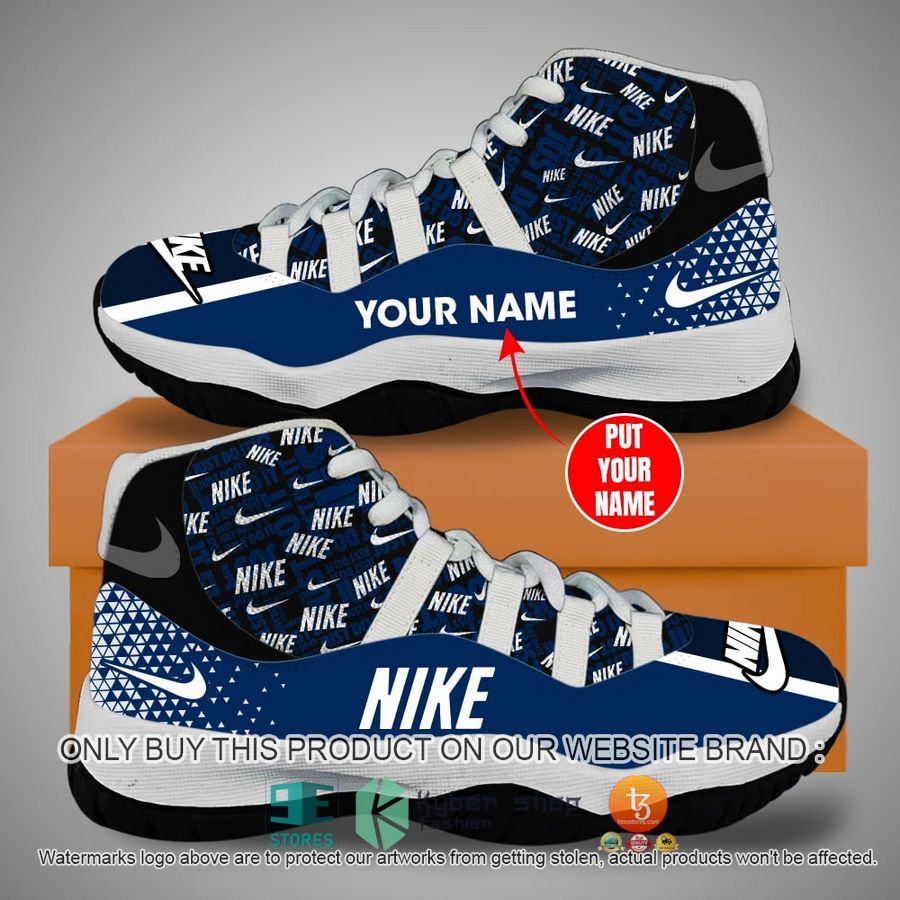 personlized nike logo pattern blue air jordan 11 shoes 2 32209
