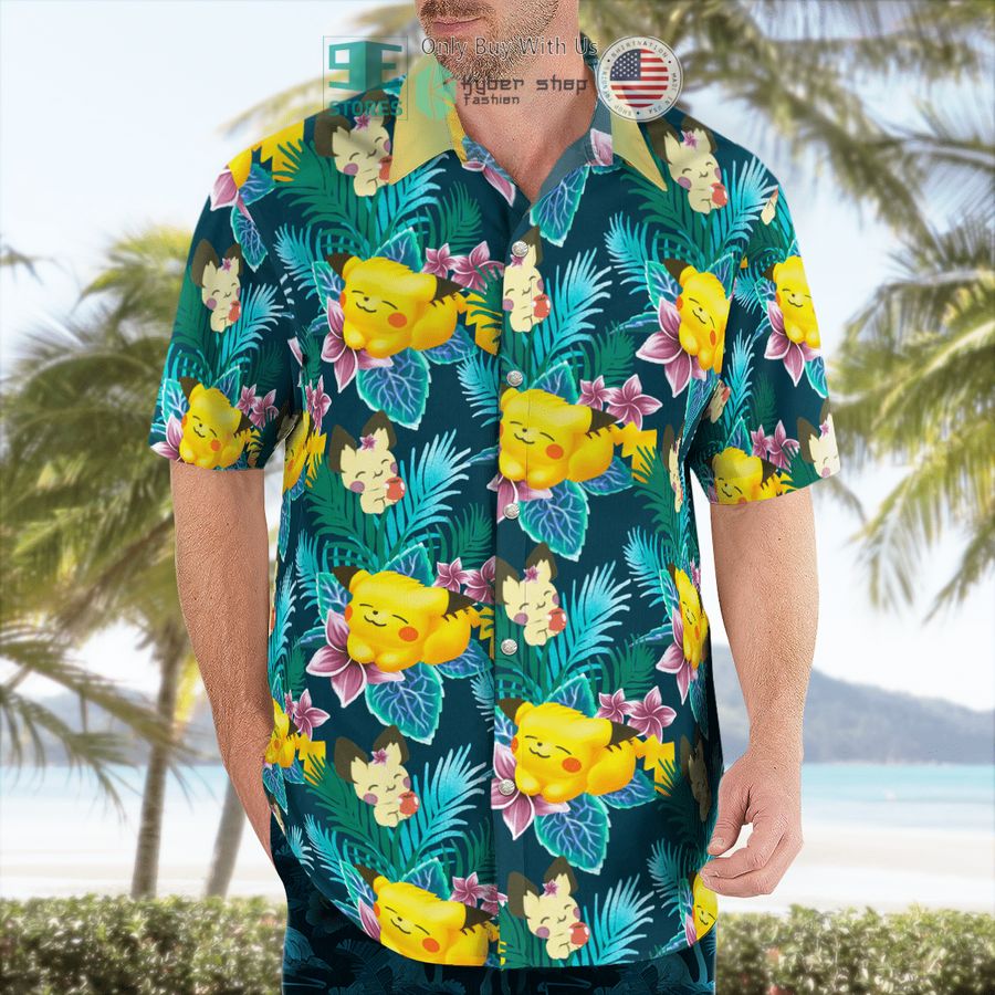 NEW Pikachu On Summer Day Hawaii Shirt, Shorts 4 pikachu on summer day hawaiian shirt shorts 4 65153