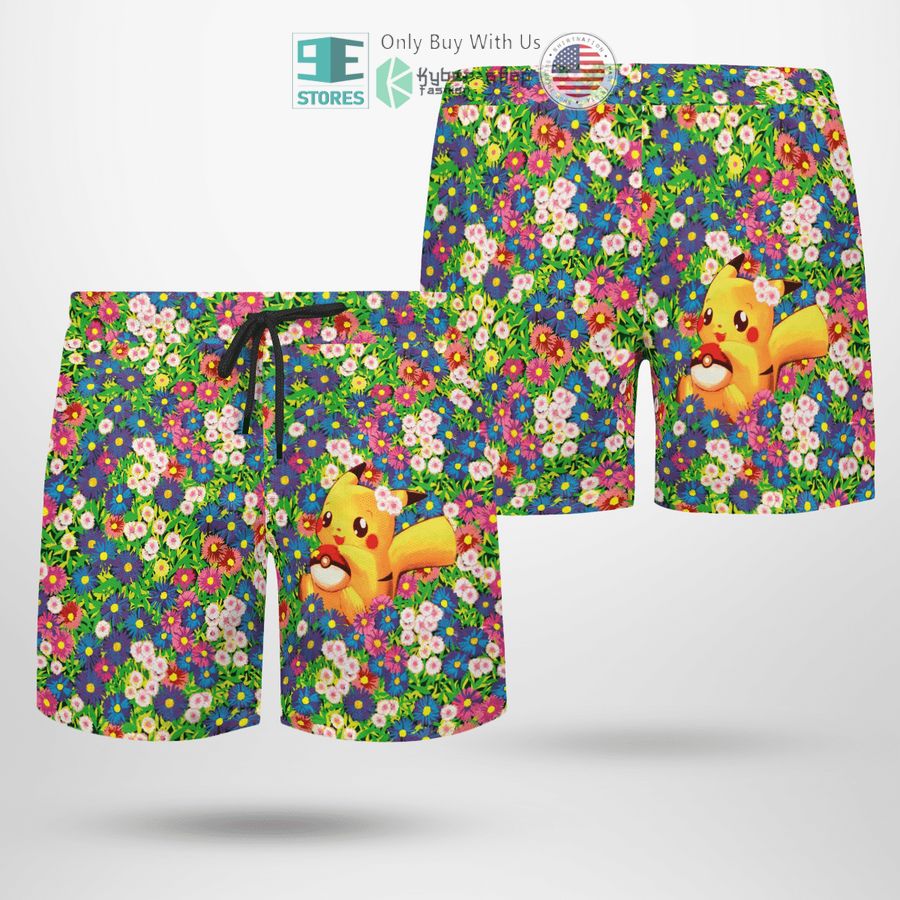 NEW Pikachu Summer Flowers Hawaii Shirt, Shorts 5 pikachu summer flowers hawaiian shirt shorts 5 16653