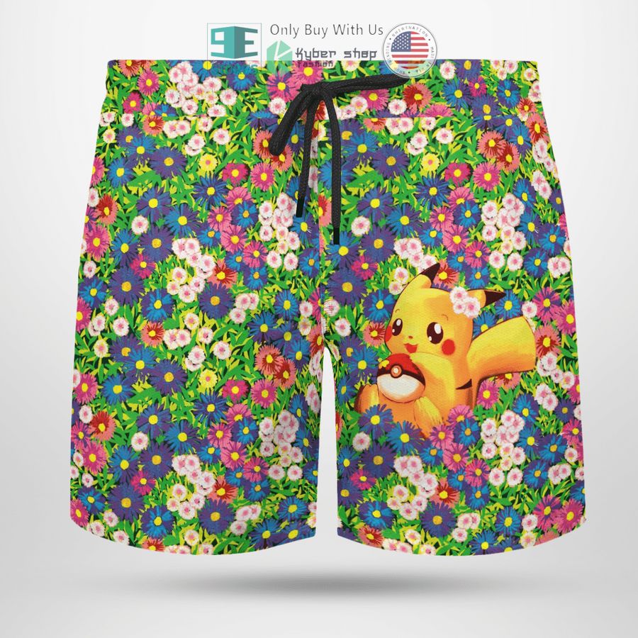 NEW Pikachu Summer Flowers Hawaii Shirt, Shorts 6 pikachu summer flowers hawaiian shirt shorts 6 6867