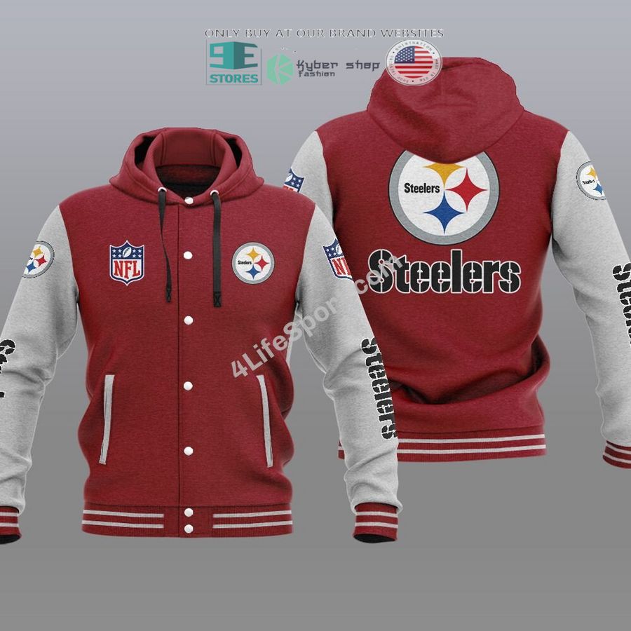 NEW Pittsburgh Steelers Hoodie Varsity Jacket 5 pittsburgh steelers baseball hoodie jacket 5 29393