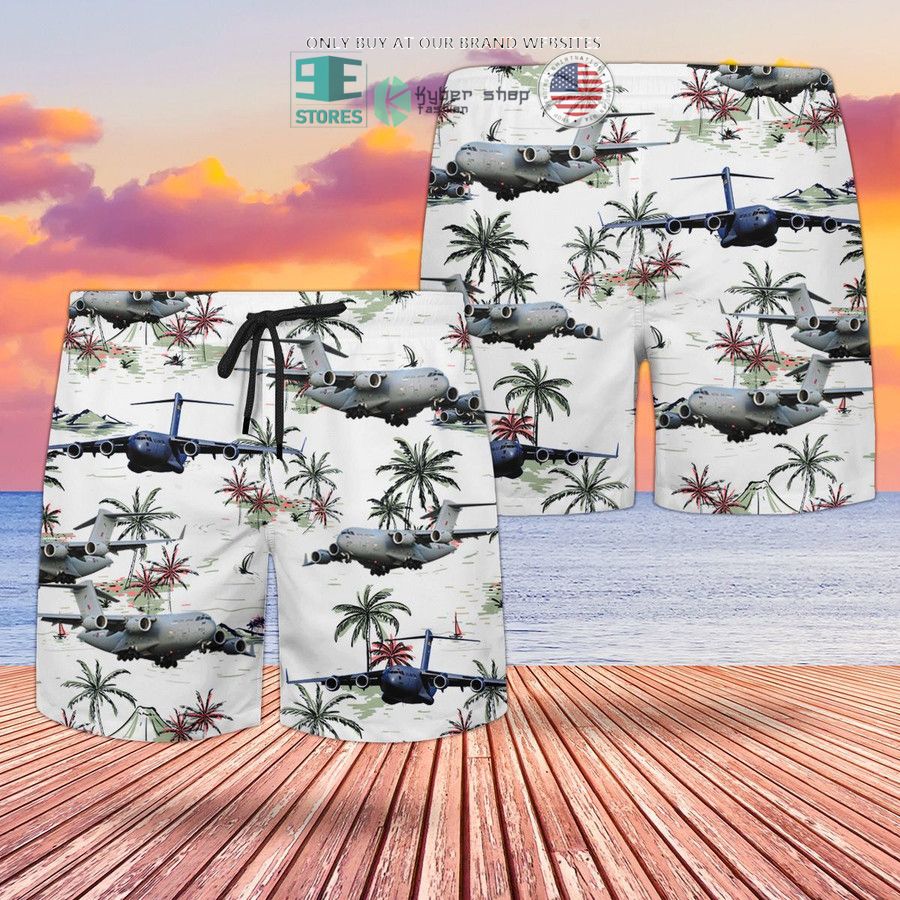NEW RAF Boeing C-17 Globemaster III UK C-17 white Hawaii Shirt, Shorts 3 raf boeing c 17 globemaster iii uk c 17 white hawaiian shirt shorts 3 23839