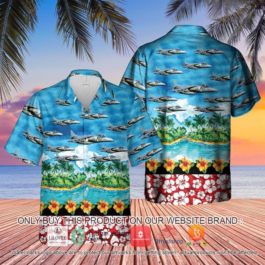 raf british aerospace harrier ii harrier gr7 blue hawaiian shirt 2 58273
