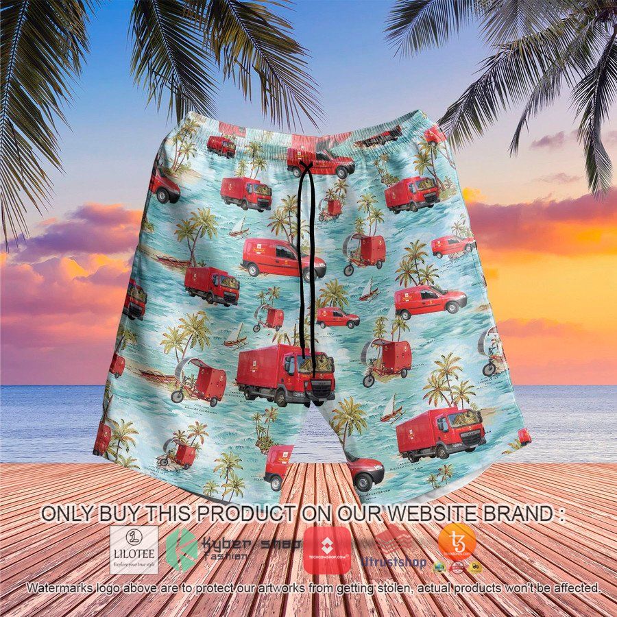 HOT Red UK Royal Mail Delivery Vehicles Hawaiian Shirt, Shorts 6 red uk royal mail delivery vehicles hawaiian shirt beach shorts 6 16225