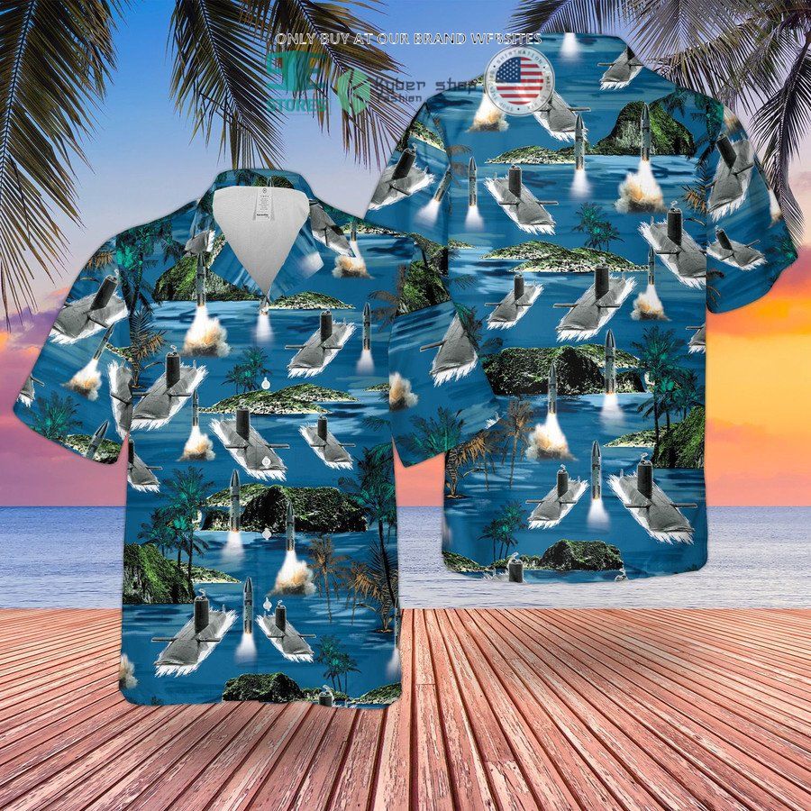 rn historical resolution class ugm 27 polaris ballistic missile submarine hawaiian shirt shorts 2 62173