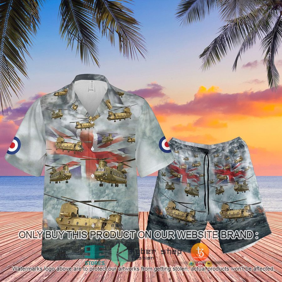 royal air force boeing chinook uk flag hawaiian shirt shorts 1 95777