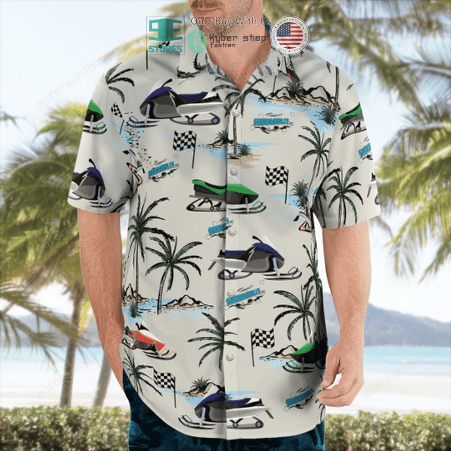 NEW Snowmobile white Hawaii Shirt, Shorts 4 snowmobile white hawaiian shirt shorts 4 80207