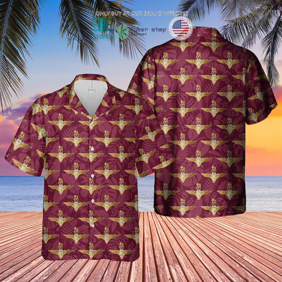 NEW UK Parachute Regiment Badge Maroon dark red Hawaii Shirt, Shorts 5 uk parachute regiment badge maroon dark red hawaiian shirt shorts 5 55382
