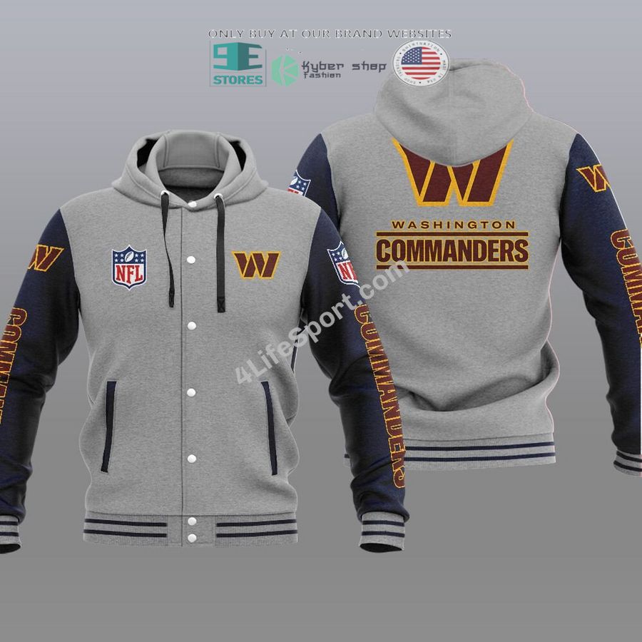 NEW Washington Commanders Hoodie Varsity Jacket 3 washington commanders baseball hoodie jacket 3 9216