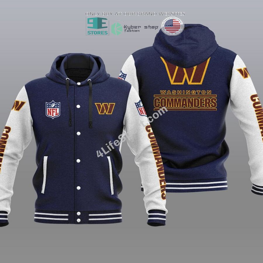 NEW Washington Commanders Hoodie Varsity Jacket 4 washington commanders baseball hoodie jacket 4 876