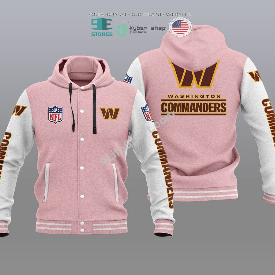 NEW Washington Commanders Hoodie Varsity Jacket 5 washington commanders baseball hoodie jacket 5 6163