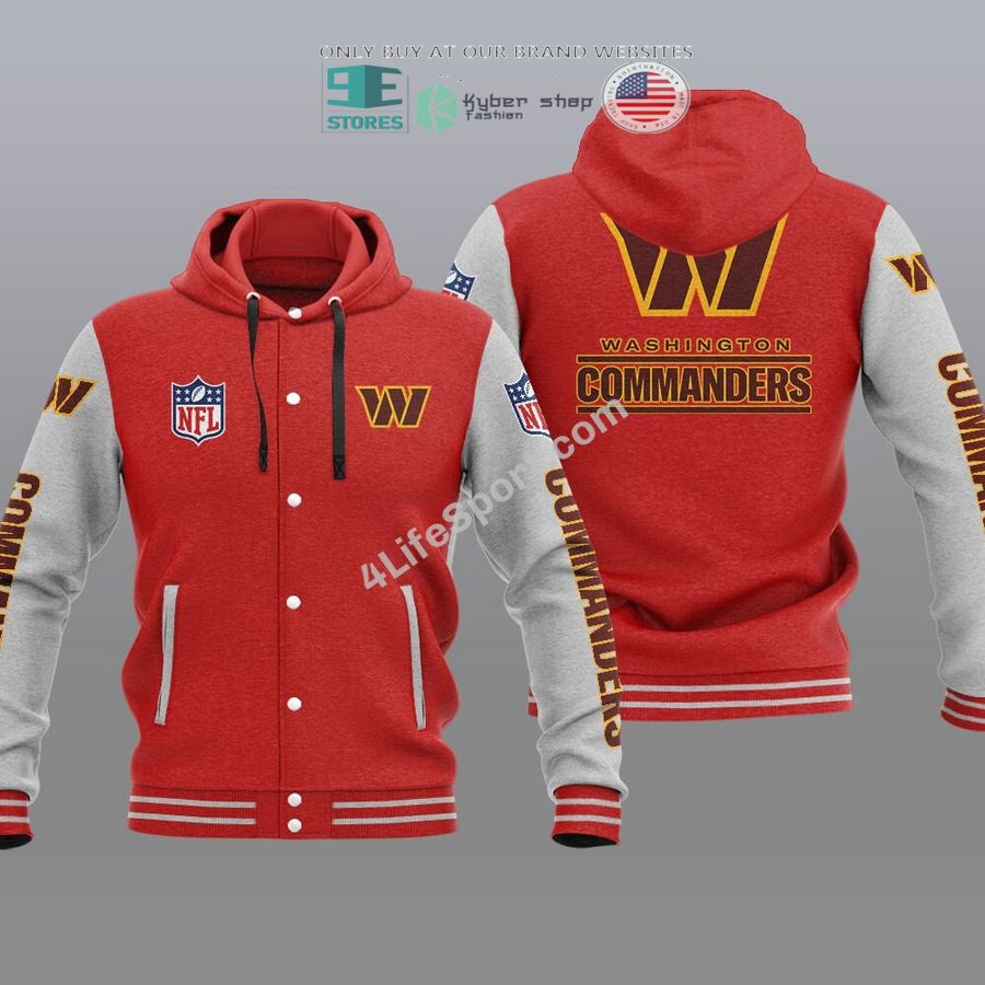 NEW Washington Commanders Hoodie Varsity Jacket 6 washington commanders baseball hoodie jacket 6 72356